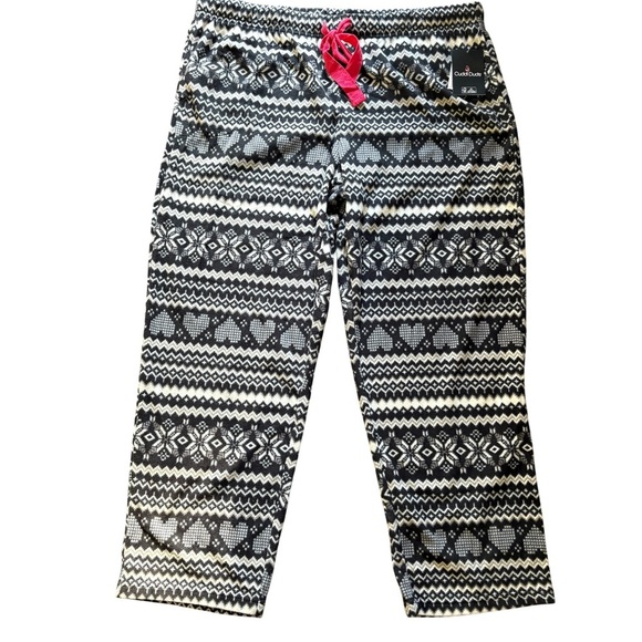 Women’s Fleece Pajama Pants Fair Isle Heart Print Cozy Winter Loungewear XXL - Picture 2 of 5